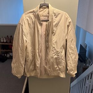 Zara Cream Bomber Jacket - Men's Lightweight Varsity Coat